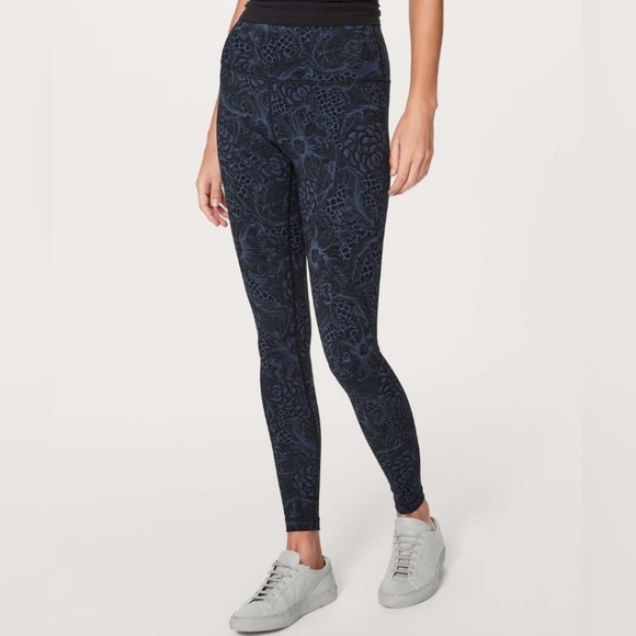 Lululemon Wunder Under Hi-Rise Tight 28" In Nouveau Mach Blue Black Size 6 - Picture 11 of 15